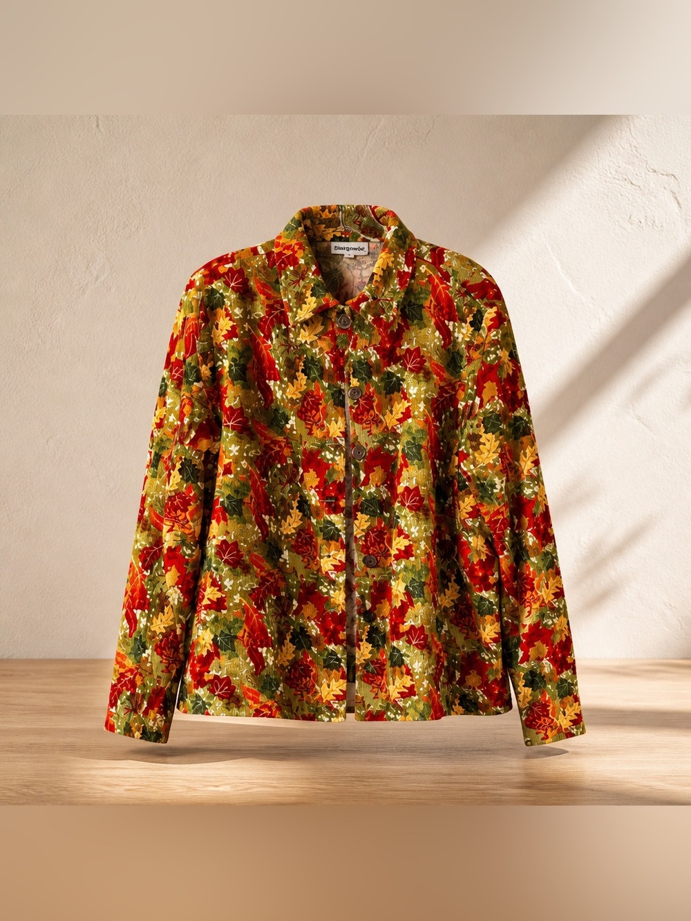 Breckenridge Size XL Fall Leaf Print Cotton Button Down Shirt